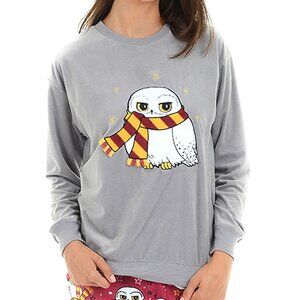 New! Harry Potter Owl Embroidered Velour Sweatshirt